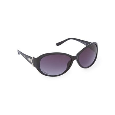 Black diamante oval sunglasses